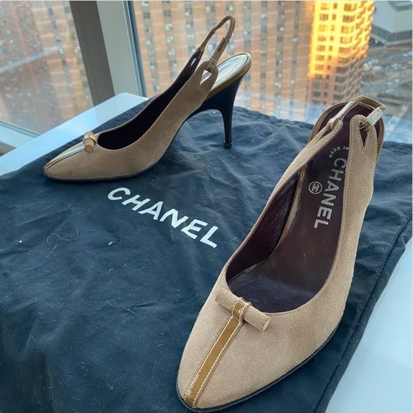 Chanel Nude Slingback Heels size 7. EUC - Picture 1 of 5